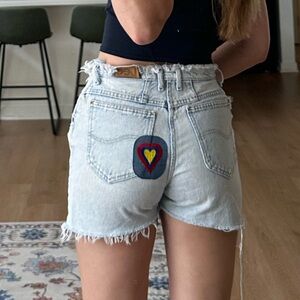 Lee Light Blue Distressed Denim Shorts